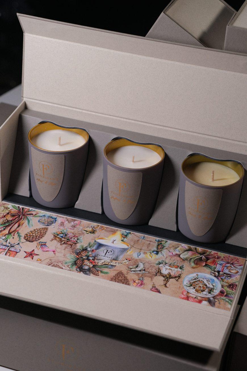 Набор ПАРФЮМЕРНЫХ авторских свечей "Florisant Candles Box" 3шт