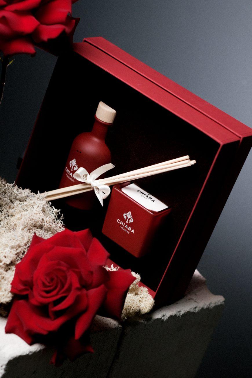 Подарочный набор Chiara: диффузор + свеча Rosso fiorentino/Красный пряный апельсин
